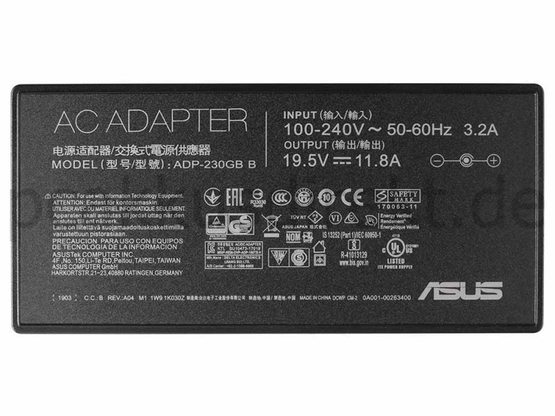 Original 230W Asus ROG GL704GV-EV022T Netzteil Ladegerät + Ladekabel