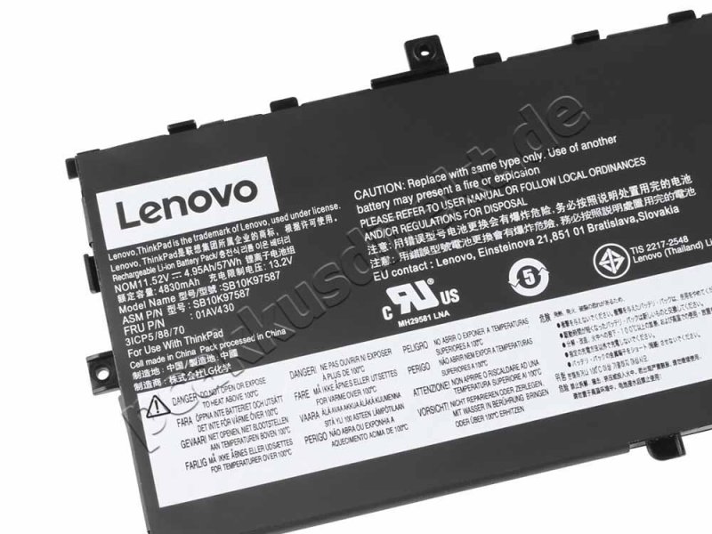 Lenovo ThinkPad X1 Carbon 5th Gen 20HR0067 Original Akku 4950mAh 57Wh