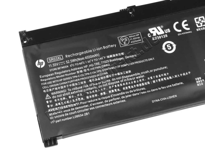 Original 4550mAh 52.5Wh 3 Zellen Akku HP SR03XL TPN-C133