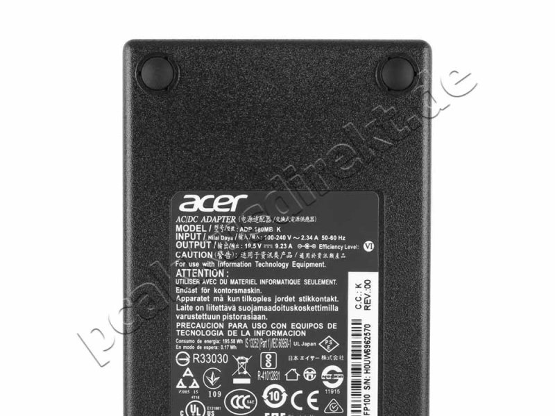 Original 180W Acer Nitro 5 AN517-55-75R4 Netzteil Ladegerät + Ladekabel
