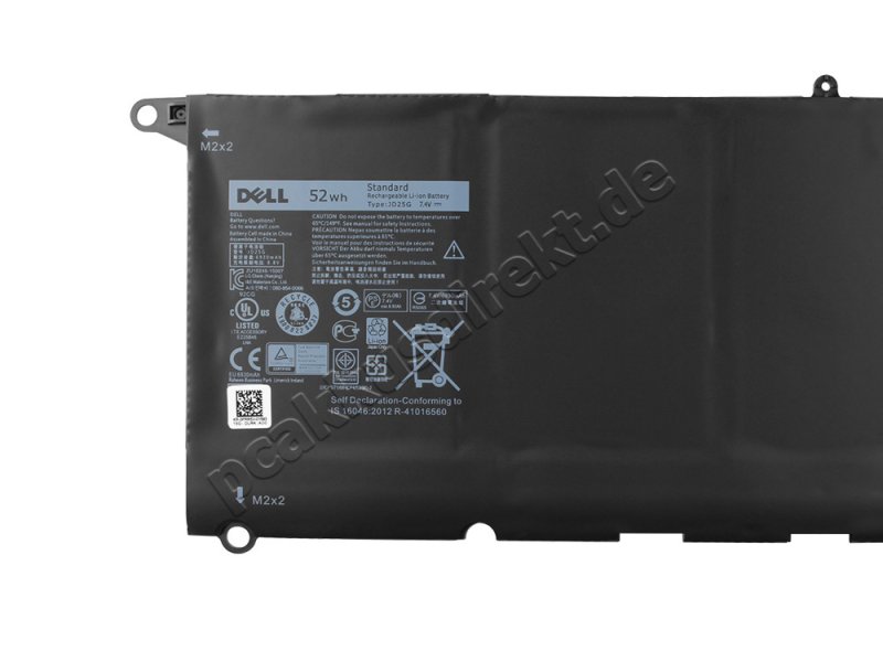Original 4 Zellen 52Whr 7000mAh Akku Dell JD25G RWT1R