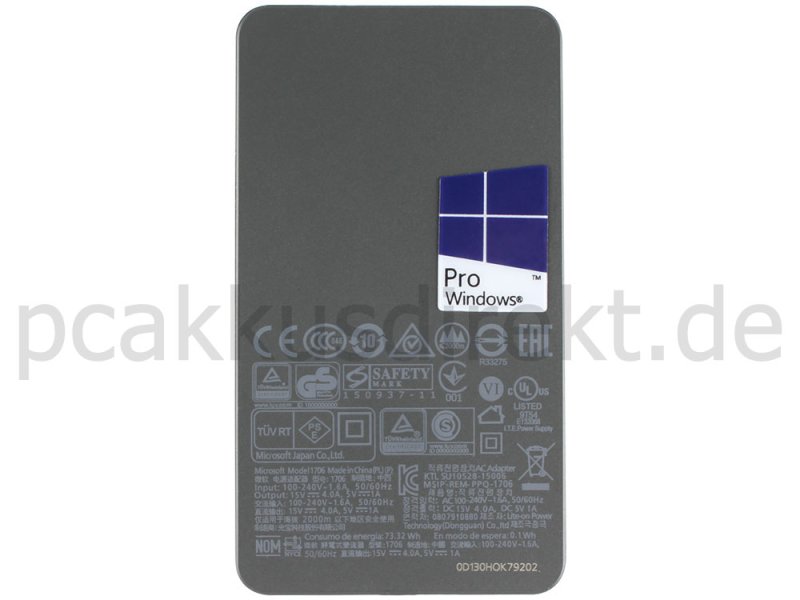 65W Microsoft Surface Laptop 1st Gen Netzteil Ladegerät