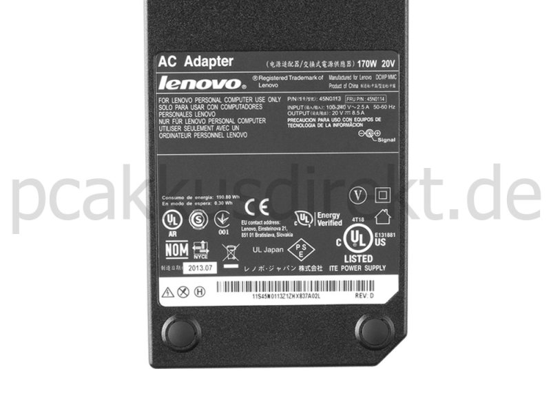 170W Lenovo ThinkPad Mini Dock Plus 0A90208 Netzteil Ladegerät + Ladekabel