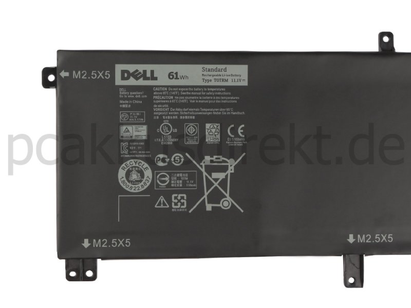 Original 6 Zellen 61Whr Akku Dell 07D1WJ 7D1WJ Y758W