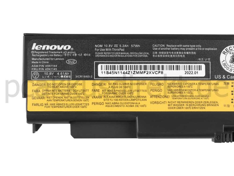 6 Zellen 5200mAh 57Whr Akku Lenovo 45N1160 45N1161