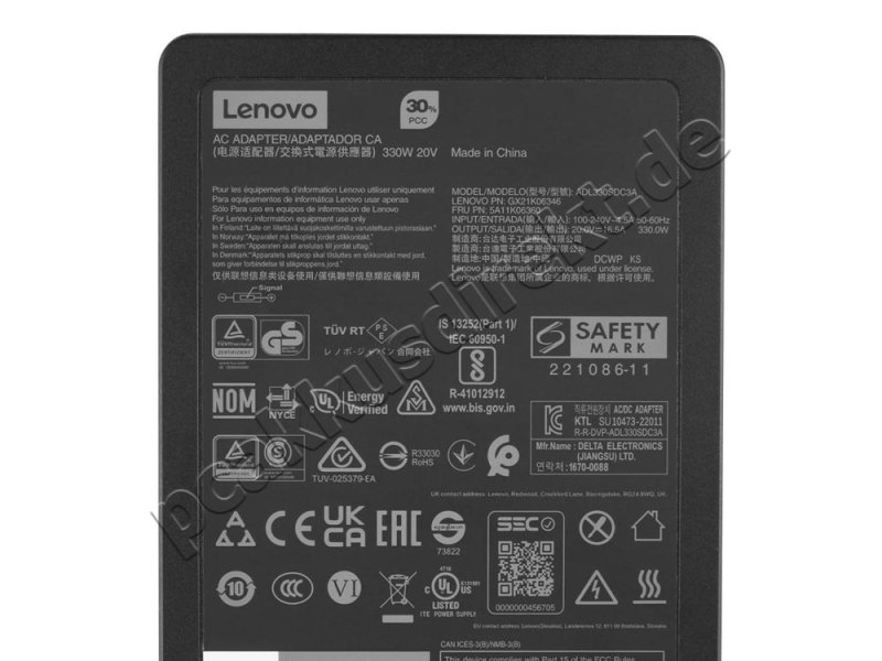 Original 330W GaN Lenovo Legion Pro 7 16IRX8H 82WQ Netzteil Ladegerät + Ladekabel