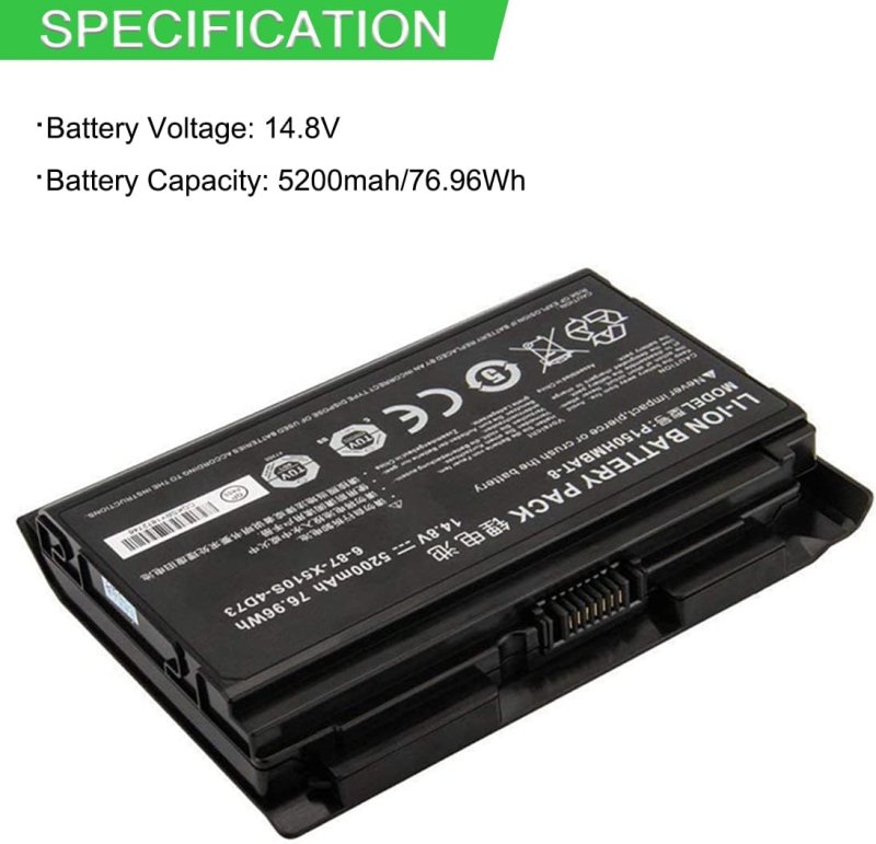 5200mAh 8 Zellen Akku Clevo 6-87-X510S-4D73