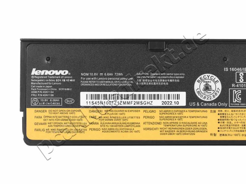 Original 6600mAh 72Wh 6 Zellen Akku Lenovo ThinkPad T560 20FH001EGE