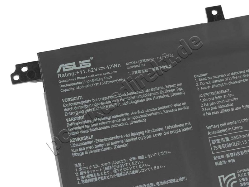 Original Asus X571GT RX571GT A571GD Akku 3653mAh 42Wh 3 Zellen