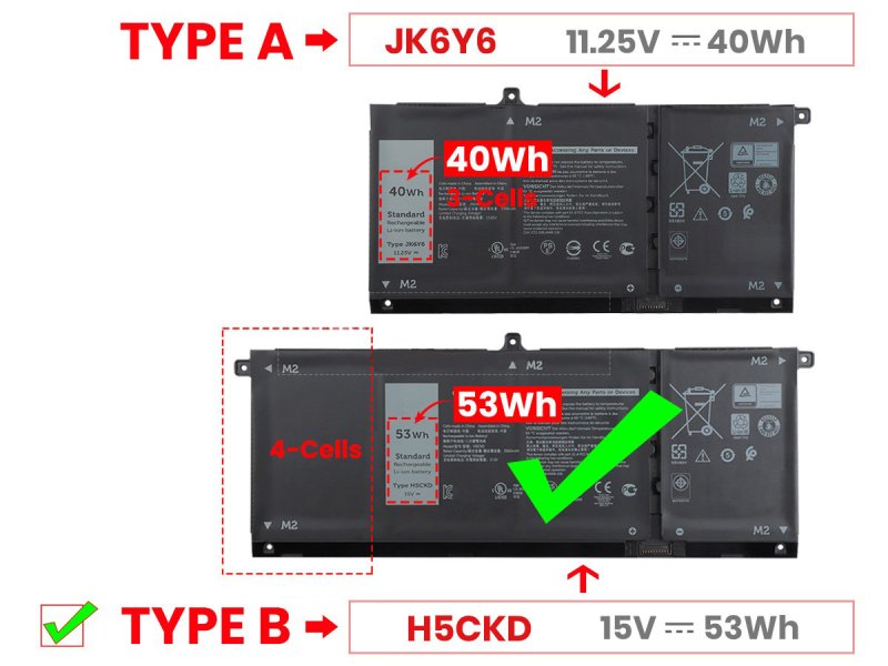 Original 3530mAh 53Wh 4-Zellen Akku Dell Inspiron 14 5405