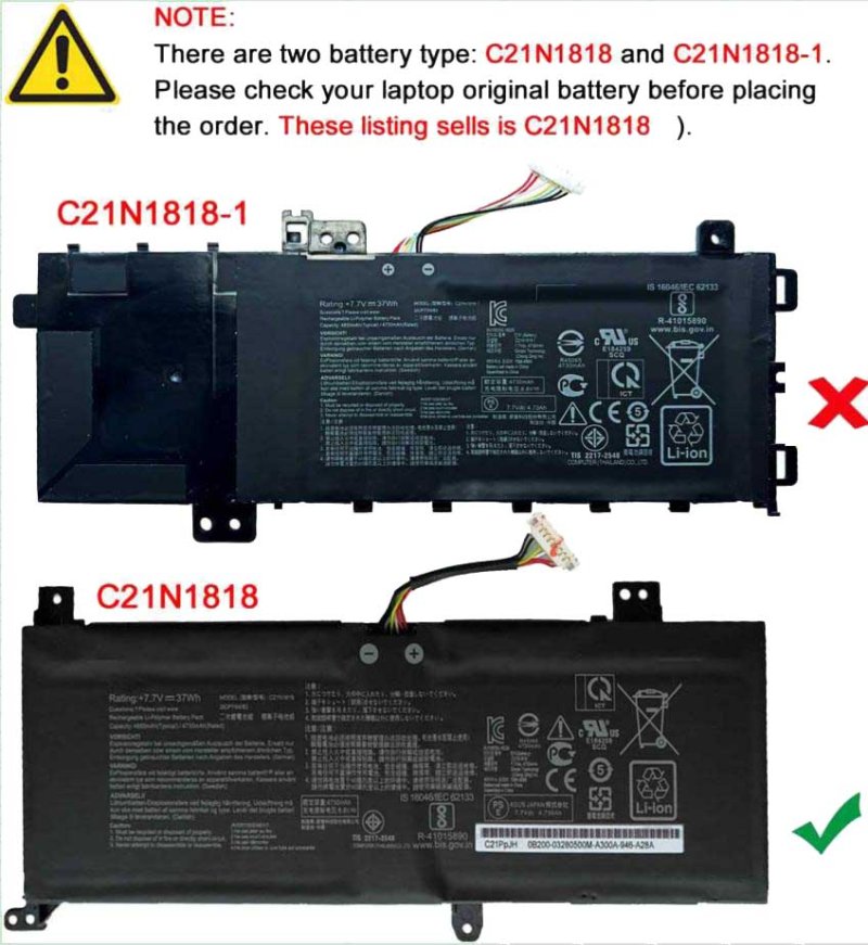 Original Asus R565 Asus R565JA Akku 4805mAh 37Wh 2 Zellen