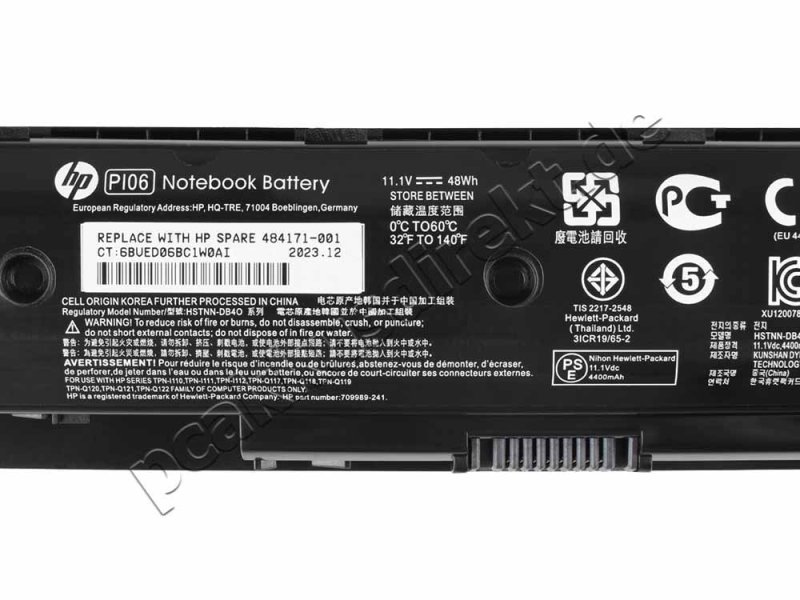 4400mAh 48Wh Akku HP PI06 H6L38AA 710416-001 710417-001