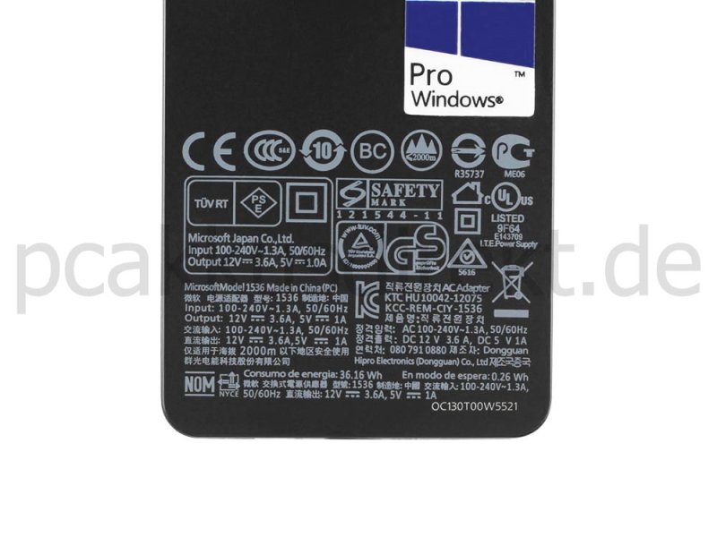Original 48W Microsoft Surface Pro 2 7SX-00004 Netzteil Ladegerät
