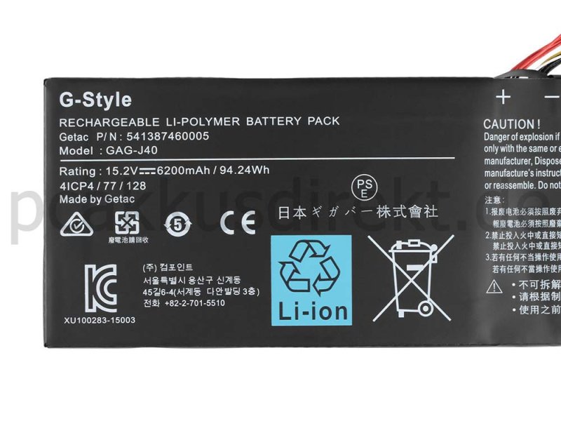 Original 6200mAh 94.24Wh Gateway Aero 14 K7 Akku