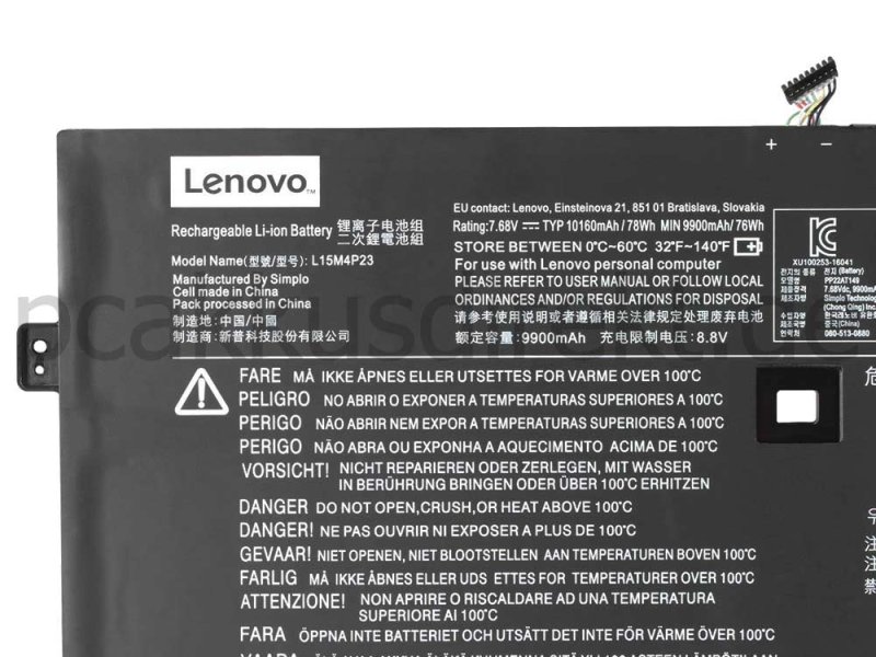 10160MAH 78WH 4 Zellen Akku Lenovo Yoga 910-13IKB 80VF/80VG