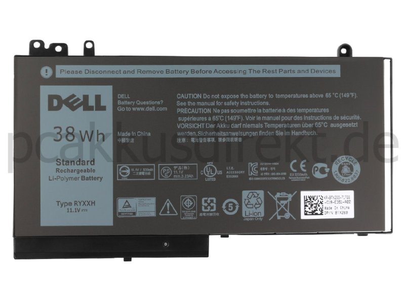 Original 38Wh 3 Zellen Dell Latitude 14 E5450 P48G001 Akku