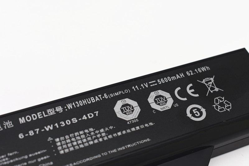 5600mAh 62.16Wh 6-Zellen Akku Clevo W130HUBAT-6 W255CEW