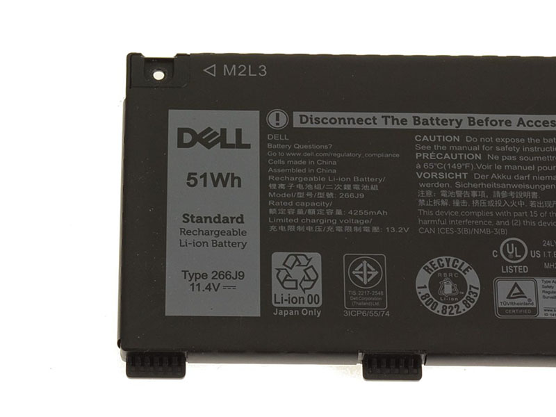 Original 4255mAh 51Wh 3-Zellen Dell Ins 15PR-1765W Ins 15PR-1768BR Akku